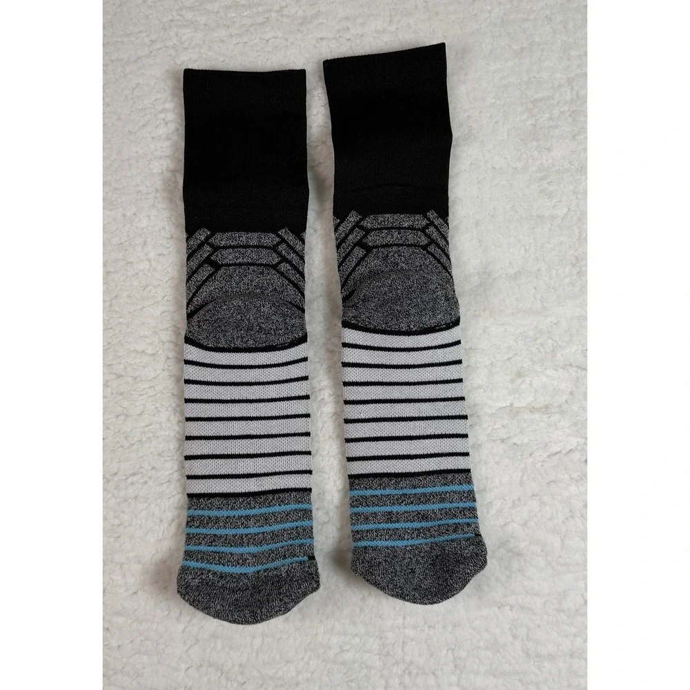 6 Pair Athletic Socks Basketball Running Sports Cushioned Black Gift Set New